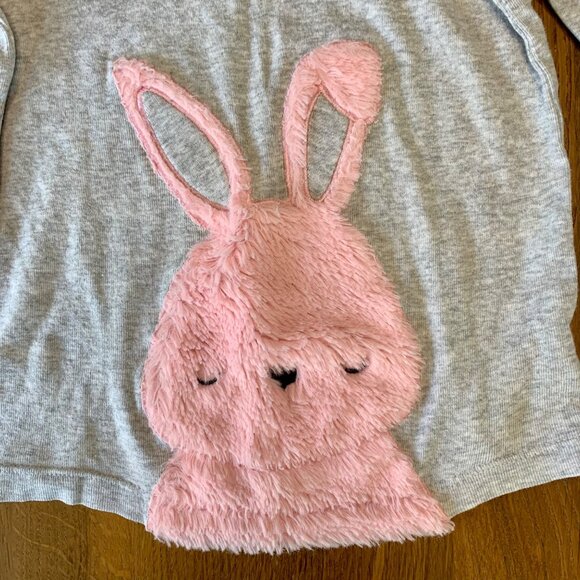 SEED HERITAGE Bunny Pajamas Girls 5 5T Grey Pink Rabbit Tail Fluffy Easter PJs - Picture 3 of 11